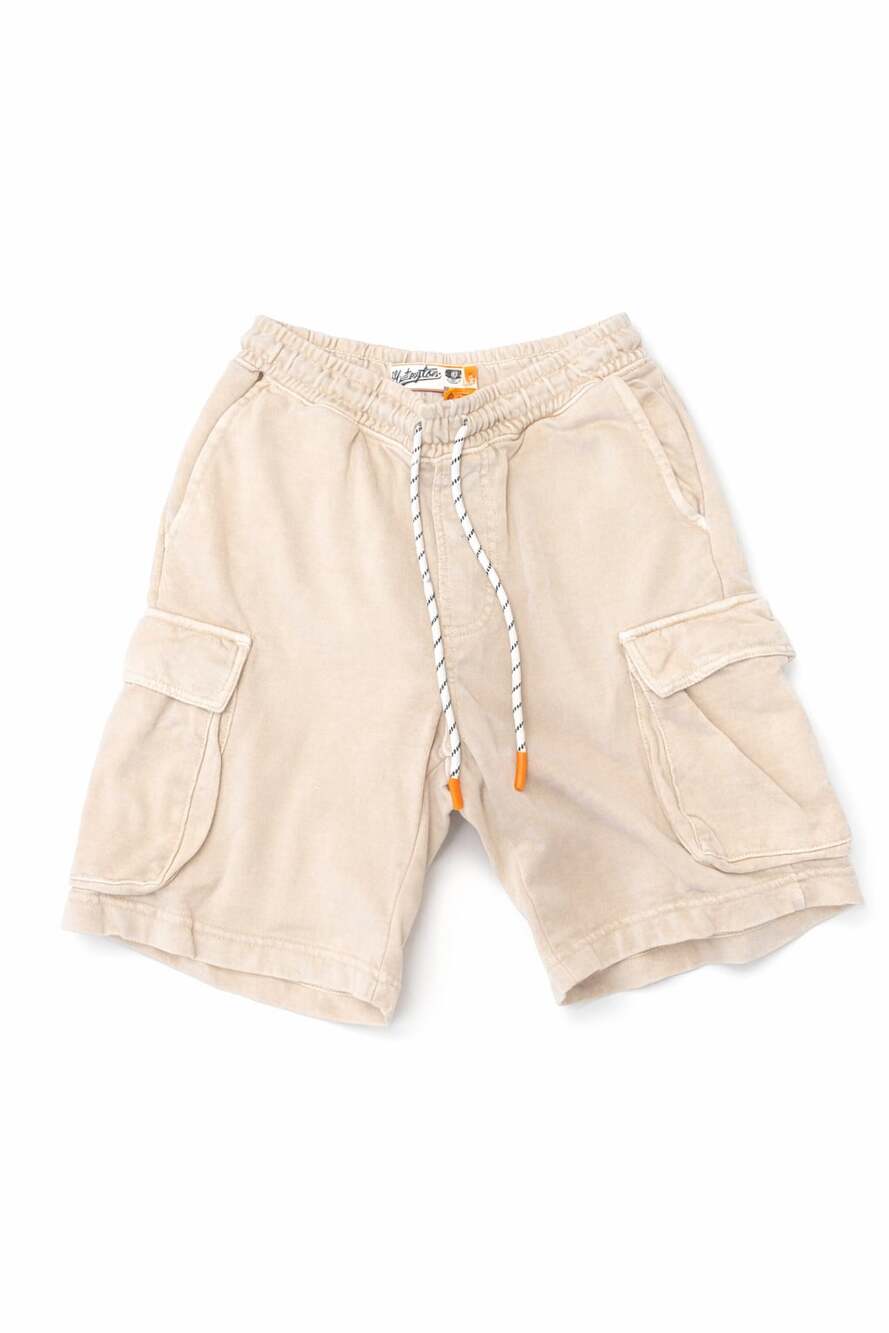 Huntington Beach Club Regular Fit Cargo Sweat Shorts Beige Tan Size S